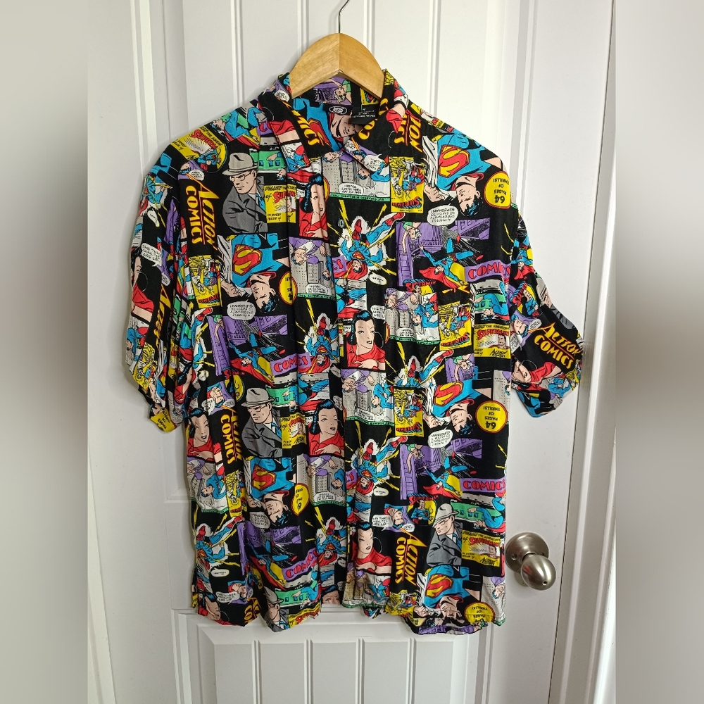 Vintage Superman Action DC Comics Shirt Mens Medium 90s Cosplay Anime  Casual